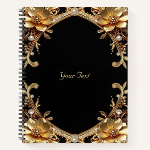 Elegantes Notizbuch mit goldenem Rahmen