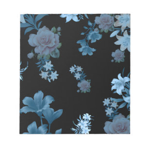 Elegantes Notizbuch mit Teal-Blumenmuster Notizblock