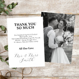 Elegantes, nur verheiratetes Schwarz-Weiß-Hochzeit Dankeskarte