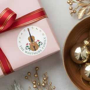 Elegantes Nutcracker Violin Instrument Blumenmusik Runder Aufkleber