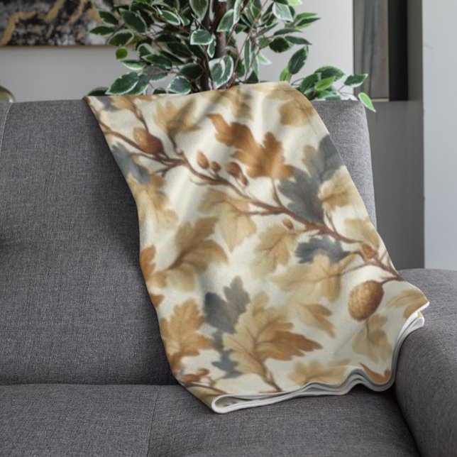 Elegantes Oak Leaf & Pinecone Herbstmuster Fleecedecke (Von Creator hochgeladen)