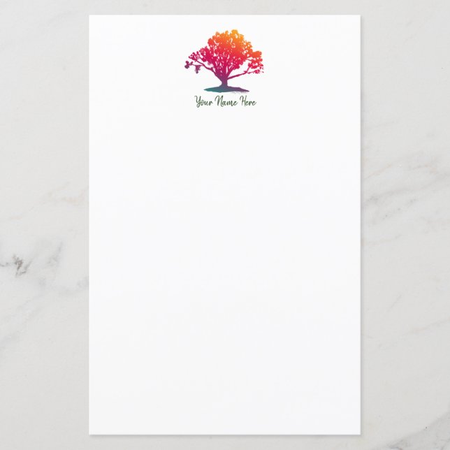 Elegantes Oak Tree Monogram Stationery Paper (Vorderseite)