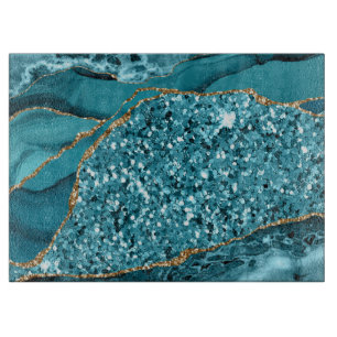 Elegantes Ocean Agate mit Aquamarinem und Gold Gli Schneidebrett