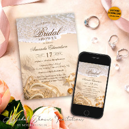 Elegantes Ocean Beach Summer Brautparty Einladung