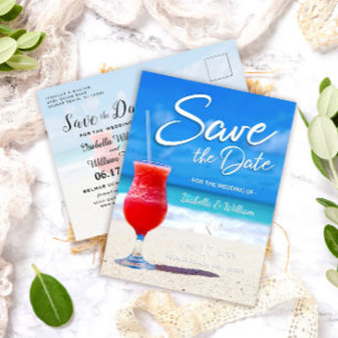 Elegantes Ocean Beach Summer Drink Save the Date Ankündigungspostkarte