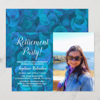 Elegantes Ocean Blue Foto Retirement Party Einladung