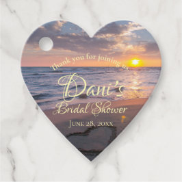Elegantes Ocean Sunset, Beach Heart Brautparty Geschenkanhänger