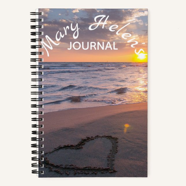 Elegantes Ocean Sunset Name Journal Spiral Noteboo Notizbuch (Vorderseite)