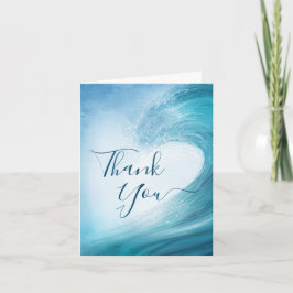 Elegantes Ocean Wave Beach Wedding Foto Dankeskarte