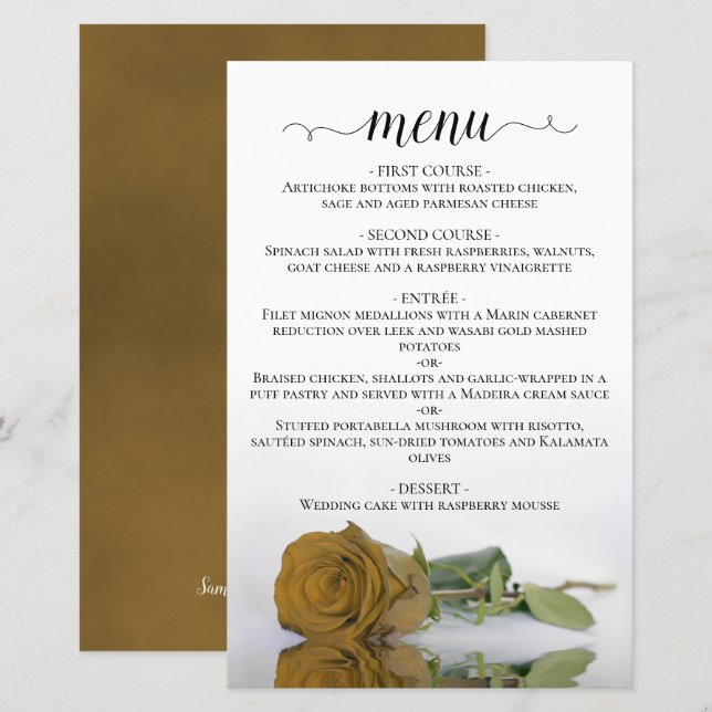 Elegantes Ocker Rose Menü für Hochzeiten (Vorne/Hinten)