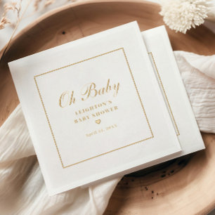 Elegantes Oh Baby Script Kalligrafie Baby Shower Servietten Mit Folie