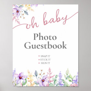 Elegantes Oh Baby Wildflower-Foto-Gästebuch-Schild Poster