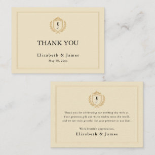 Elegantes Old Money Wappen - Hochzeit von Elfenbei Mitteilungskarte