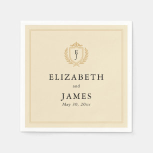 Elegantes Old Money Wappen - Hochzeit von Elfenbei Serviette