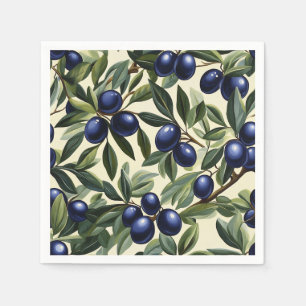 Elegantes Olive Branch Muster mit Deep Blue Olives Serviette