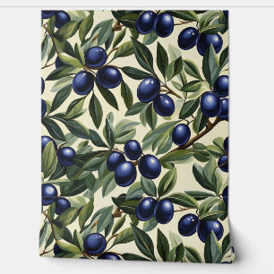 Elegantes Olive Branch Muster mit Deep Blue Olives Tapete