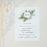 Elegantes Olive Greenerity Menü Auswahl RSVP Karte