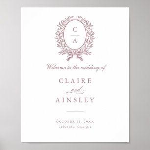 Elegantes Olive Leaf Wreath Vintages Willkommensze Poster