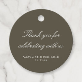 Elegantes Olive-Script-Hochzeit Danke schön Geschenkanhänger