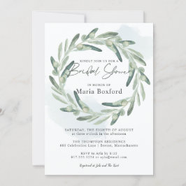 Elegantes Olive Sprig Branch Wreath Brautparty Einladung