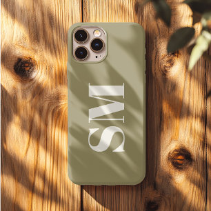 Elegantes Oliven Grün Monogramm Anfangsbuchstabe iPhone 13 Pro Max Hülle