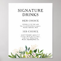 Elegantes Oliven-Grün-Signatur-Getränke-Schild