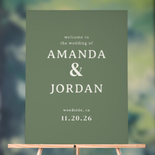 Elegantes Oliven-Typografie-Hochzeitsschild Acrylschild