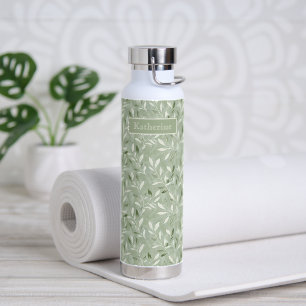 Elegantes Olivenblätter-Muster mit individuellem N Trinkflasche