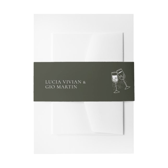 Elegantes Olivenholz Grüne Hochzeit Einladungsbanderole (Vorderseite Beispiel)