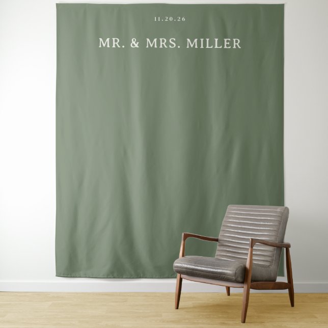 Elegantes Olivgrün Minimalistisch Wandteppich (Beispiel)