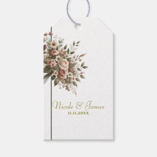 Elegantes olivgrün-weißes Blumeneck-Hochzeitsdekor Geschenkanhänger