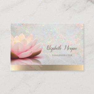Elegantes Opal Holografisches Gold, Lotus, Yoga Visitenkarte