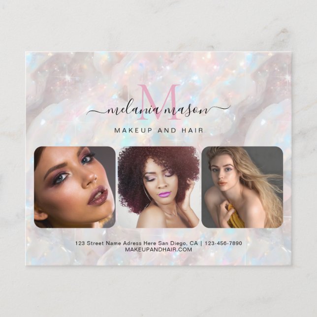 Elegantes Opal Stone Makeup Artist Foto Flyer (Vorne)