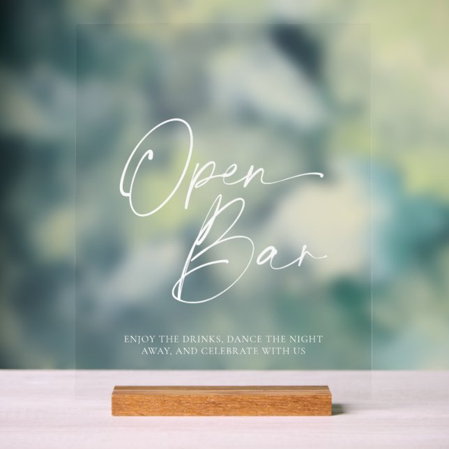Elegantes Open Bar Acrylic-Zeichen Acrylschild (Neutral)