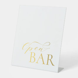 Elegantes Open Bar Gold Wedding Pedestal Sign Sockelschild