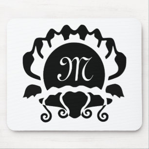 Elegantes Open Seashell Silhouette Monogramm Mousepad
