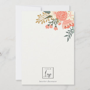 Elegantes Orange Blush Green Ambrosia Floral Logo Mitteilungskarte