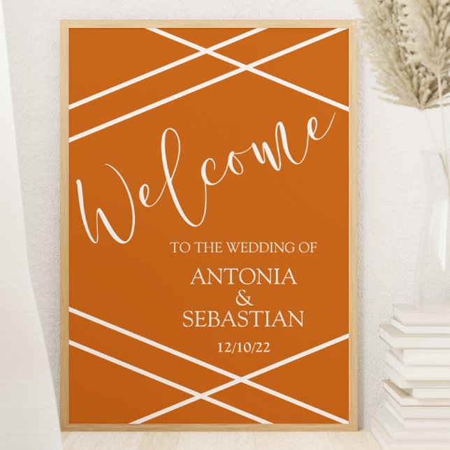 Elegantes Orange Burnt Stripes Begrüßung 18x24 Pos Poster (Von Creator hochgeladen)