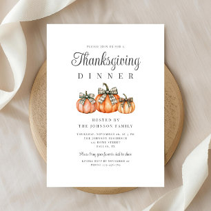 Elegantes Orange-Kürbisse Thanksgiving-Abendessen Einladung