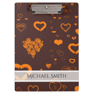 Elegantes Orange Modernes Herzmuster Klemmbrett