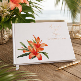 Elegantes Orange Oleander Floral Wedding Foto Gästebuch