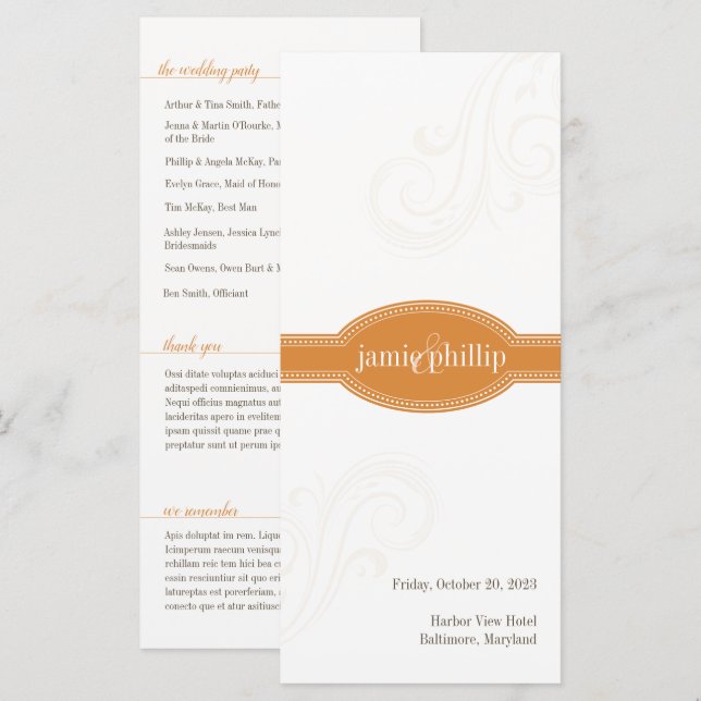 Elegantes Orange Programm, Caroline Wedding (Vorne/Hinten)