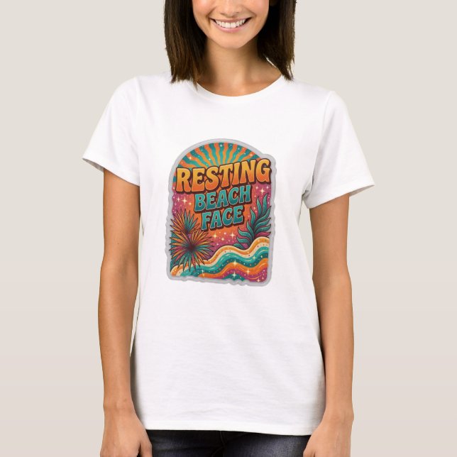 Elegantes Orange RESTING BEACH FACE 3D-Text-Art T-Shirt (Vorderseite)