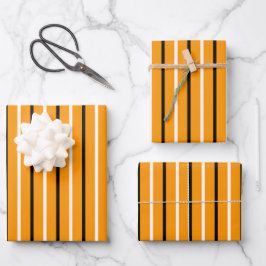 Elegantes Orange Striping Geschenkpapier Set