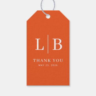 Elegantes orange typografisches Danke Geschenkanhänger