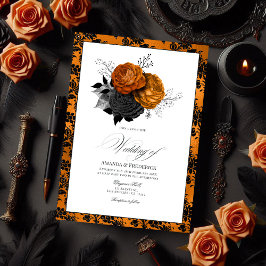 Elegantes Orange- und Schwarz-Gotisches Hochzeitst Einladung