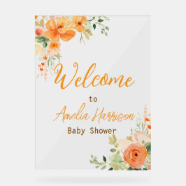 Elegantes orangefarbenes Baby-Dusche Akryllisches Acrylschild