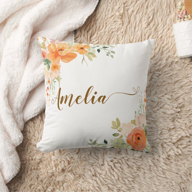 Elegantes orangefarbenes Baby-Duschkopf Kissen (Decke)