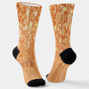 Elegantes orangefarbenes Bambus-Holzdruck mit Glan Socken
