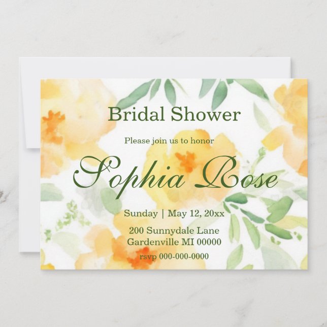 Elegantes, orangefarbenes Brautparty Einladung (Vorderseite)